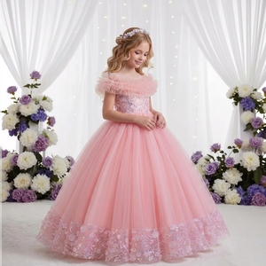 Abito <span class=keywords><strong>da</strong></span> Festa per Bambina in Stile Occidentale con Tulle Vaporoso, Perline Luccicanti, Abito <span class=keywords><strong>da</strong></span> Damigella per Matrimonio, Elegante Vestito <span class=keywords><strong>da</strong></span> Principessa per Bambine di 10 Anni - Product Image 4