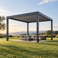 Pergola bioclimatique moderne en aluminium imperméable de taille 6x4 avec toit à lames orientables pour terrasse et protection solaire