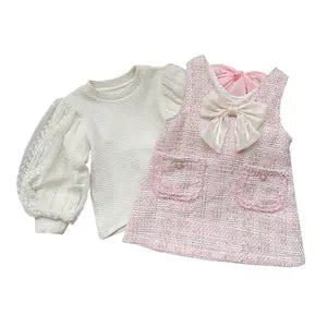 Gaun Princess bayi perempuan, gaun rok putri angin wangi kecil anak-anak dasi kupu-kupu motif bunga untuk bayi perempuan