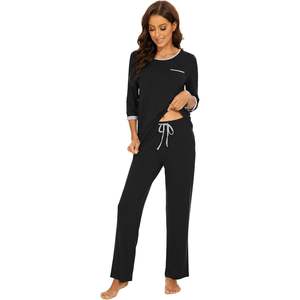 Pyjamas personnalisés pour femmes en viscose de bambou, manches 3/4, vêtements de nuit rafraîchissants avec poches, tailles S à XXL - Product Image 3