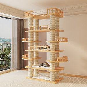 Torres de <span class=keywords><strong>Escalada</strong></span> para <span class=keywords><strong>Gatos</strong></span> de Madera Maciza y Sisal a Gran Escala, Estilo Torre, Ecológicas, de Cartón, con 4+ Niveles, para Personalización al por Mayor - Product Image 1