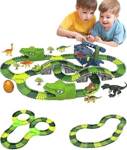 Dinosaur Track Toy Set 277 pezzi Dino Tracks con <span class=keywords><strong>auto</strong></span> da corsa dinosauro uovo e gabbia flessibile Dinosaur World Rack Track - Product Image 3