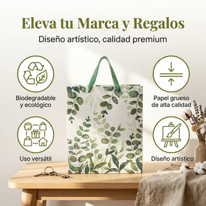 Bolsa de Papel con Estampado de Eucalipto Personalizable, Bolsa de Regalo Ideal para Floristerías - Product Image 6