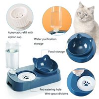 Vente en gros de distributeurs d'eau automatiques pour animaux de compagnie 2 en 1, bouteille de distribution d'eau par gravité, distributeur d'eau, bol pour nourriture, ensemble pour chiens et chats