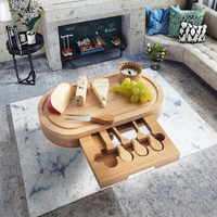 Mini planche à fromage rectangulaire en bambou personnalisable ensemble de couverts 4 pièces plateau en bois tiroir à couverts caché lave-vaisselle durable