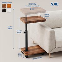 Table d'appoint en forme de C, hauteur réglable 360° °   Table basse rotative pour salon, chambre, cuisine, couleur noyer