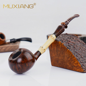 MUXIANG Handmade Bamboo Joint Briar Wood Pipe Free Type Tobacco Pipe For Smoking - Product Image 2