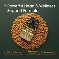 Complément alimentaire végétalien à marque privée : Capsules d'extrait de Natto 400mg Nattokinase 8000FU pour le soutien cardiovasculaire et la santé cardiaque