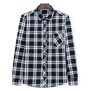 Chemise décontractée à manches longues en flanelle de coton à carreaux pour hommes - Product Image 6