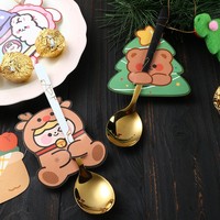 Cuillères à café en acier inoxydable pour la vaisselle de Noël Cuillère à thé Cuillère à desserts glacés pour Noël du Père Noël