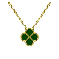 Ensemble de bijoux pour filles haut de gamme en or 18 carats avec bracelet et boucles d'oreilles pendantes en malachite verte Van Cleef, vente en gros.