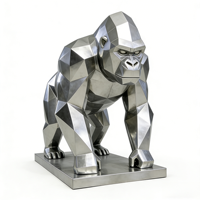 Sculpture de gorille géométrique en acier inoxydable 316L personnalisée, décoration artistique en métal pour l'extérieur
