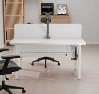 Bureau assis-debout électrique automatique double poste ergonomique moderne pour bureau commercial, avec cadre en fer durable et hauteur réglable