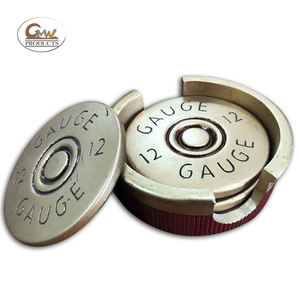 مجموعة حاملات أكواب من الراتنج على شكل خرطوش بندقية عيار <span class=keywords><strong>12</strong></span> مع قاعدة، هدية للصيد والثقافة الغربية - Product Image 2