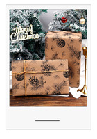 Nouveau papier cadeau de Noël en papier kraft, rouleau de 43 cm x 10 m, motif sapin noir et cloche, pour le commerce électronique transfrontalier