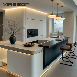 प्लाईवुड निर्माण टिकाऊ डिजाइन सिंक तैयार विला के साथ रसोई कैबिनेट - Product Image 3