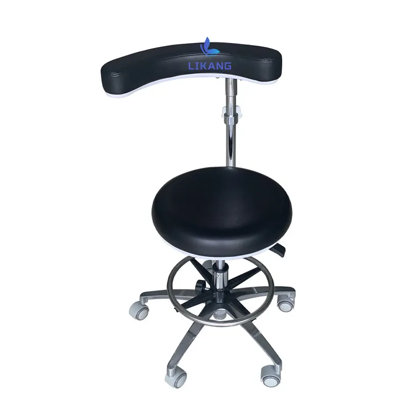 LIKANG病院医療クロム鋼高さ調節可能なアームレスト看護椅子背もたれ付きモバイルドクターチェアスツール