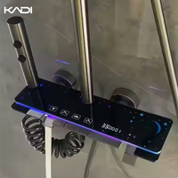 Ensemble de Douche de Salle de Bain Moderne de Luxe avec Affichage LED, Jet Pluie, Jet Doux, Fonctions Massage, Surface Chromée, Céramique Brossée, Idéal Hôtels