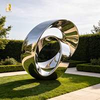 Sculpture en acier inoxydable sur mesure, grande, polie, 304, irrégulière, abstraite, art métallique moderne pour la décoration de jardin extérieur