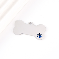Ywyougang Plaque vierge en émail motif patte et os, Breloque d'identification pour animal de compagnie en acier inoxydable, Pendentif personnalisable à graver pour accessoires pour animaux DIY