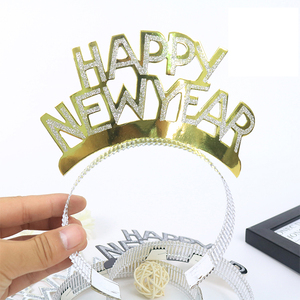 Serre-tête Joyeux Nouvel An, Décorations de fête du réveillon 2024, Tiaras, Cadeaux de Noël, Pinces à cheveux en papier et aluminium - Product Image 2