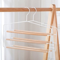 Porte-vêtements rond en fer forgé et bois de hêtre, multi-niveaux, pour sécher les vêtements mouillés, les serviettes et les pantalons, gain de place à la maison