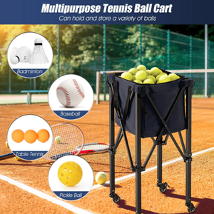 Opvouwbare tennisbalwagen Handige tenniscoach-auto Ballenwagen Tennisopslagauto Tennistrainingsapparatuur met tas - Product Image 1