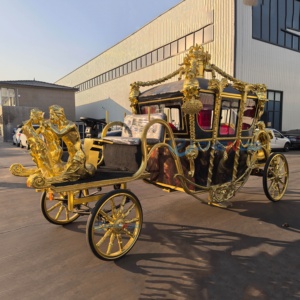 Calèche royale électrique à 4 roues en acier, personnalisée et romantique, pour mariages et visites touristiques - Product Image 1