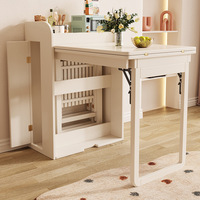 Ensemble de table à manger extensible en bois massif pliable pour appartement moderne, gain de place, avec armoire latérale de rangement 2-en-1, meubles de cuisine et de maison
