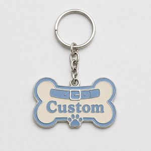 Porte-clés en alliage de zinc personnalisé de haute qualité en forme d'os de chien, design classique, breloque quotidienne, impression UV, cadeau promotionnel pour animalerie - Product Image 2