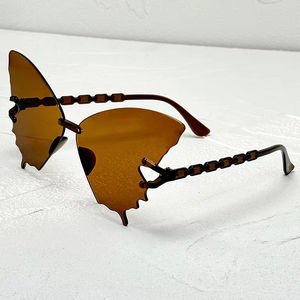 Relatiegeschenk Vlindervorm Zonnebril Vrouwen Y 2K Vintage Randloze Oversized Zonnebril Brillen Gafas Zwart Rood Geel - Product Image 5