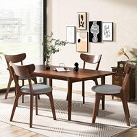 Chaises de salle à manger modernes du milieu du siècle Jambes en bois de caoutchouc Siège rembourré Dossier incurvé Chaises en noyer Salle à manger