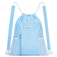 Sac à dos de sport avec cordon de serrage, poches latérales en filet et bretelles réglables, sac de sport imperméable pour adultes et enfants