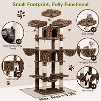 Torre para Gatos Starmoon para Gatos de Interior com Poste de Arranhar, Rede, Plataformas, Condomínios com Cesto Suspenso Design Leopardo