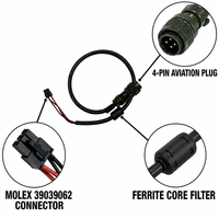 Câble de raccordement MIL-DTL-5015 MS3106 avec fiche aviation 4 broches vers Molex 39039062, avec noyau en ferrite, 12V, pour alimentation PC et refroidissement liquide