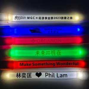 Factory OEM Custom Logo Text Light Up Colorful Flashing Activated Color Changing Concert Led Wristbands For Events And Party