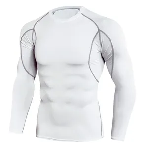 Men's Tight Fitness Sweatshirt Compression Long Sleeve Stretch Round Neck Rash Guard Long Sleeve Wholesale Fitness Quick Dry Men