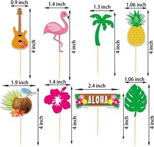 Adornos para Cupcakes Hawaianos, Decoración de <span class=keywords><strong>Pastel</strong></span> con Piña, Flor y Flamenco Hawaianos para Fiestas de Verano con Temática Hawaiana, Suministros para Bodas y <span class=keywords><strong>Cumpleaños</strong></span> - Product Image 2