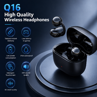 Nouveau casque sportif sans fil Q16 OWS à clip d'oreille, Bluetooth V6.0, IPX4, contrôle tactile, faible latence 8D, LED, pour la course et la gym