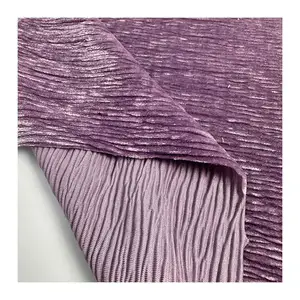 Qualità coreana 90% poliestere 10% Spandex 440gsm Stripe velluto a coste velluto a maglia pieghettato tessuto Crepe stropicciato per i vestiti