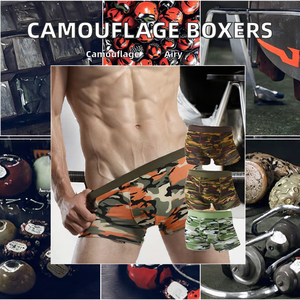Caleçons Boxers Homme en Fibre de Bambou Imprimé Camouflage Respirants Taille Mi-Haute avec Logo sur la Ceinture – Vente Directe Usine - Product Image 2