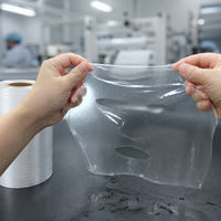 Masque facial transparent Y159 en soie aquatique, film de gel d'algues, feuille sèche avec transformation en cristal solide pour les soins de la peau