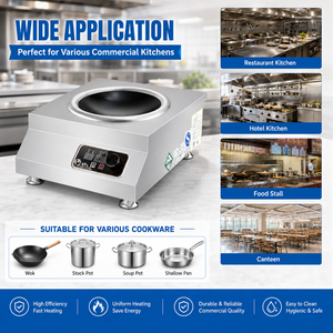 Cocina de Inducción Cóncava Comercial de 5000W, 380V, de Acero Inoxidable, para Restaurante y Cocina - Product Image 6