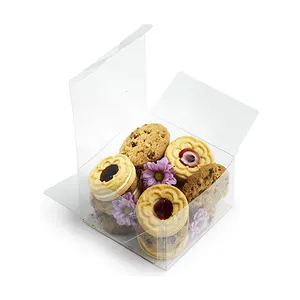 Fabrik Direkt Verkauf Individuell Bedruckte Transparente Klar Cookies Cupcake Candy Verpackung Lagerung Pvc Kunststoff Geschenk Verpackung Boxen