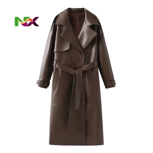 Cappotto Lungo Elegante da <span class=keywords><strong>Donna</strong></span> in Ecopelle con Doppio Petto e Bottoni Frontali, Traspirante ed Ecologico - Product Image 2