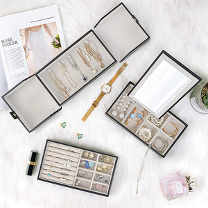 Jewelry Box 2022 New Arrivals Custom Jewelry Box With Mirror Handle Pu Leather Jewelry Box Kids Modern