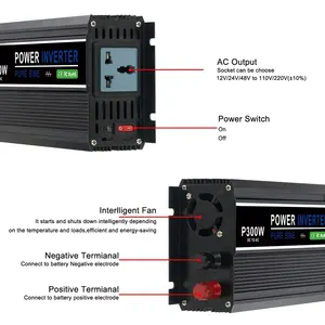 Pantalla digital 2500W Salida de CA 24V a 220V convertidor de micro inversor de coche de onda sinusoidal pura con sistema de refrigeración inteligente