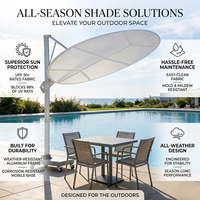 Parasol de jardin Meiqi, grand modèle, hydraulique, à bras déporté, robuste, pour terrasse, villa, cour.