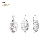 Ensemble de bijoux Renaissance en filigrane FJ Fallon Fashion Jewelry avec pendentif plaqué or rose sur base en laiton