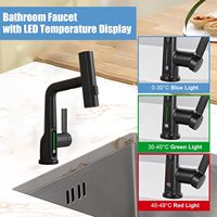 Vente en gros de mitigeur à cascade intelligent noir robinet extractible extensible haut lavabo de salle de bain robinet mitigeur d'évier